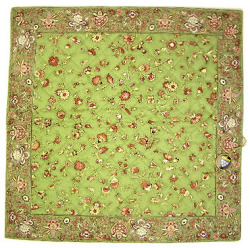 ヴァルドローム VALDROME キルトクッションカバー40×40cmサイズ（Fleurs des champs フルールデシャン・モスグリーン） 【フランス製】 VAL_HOU_07