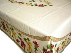 プロヴァンスプリントテーブルクロス撥水加工（ぶどう・オフホワイト）160×250cmサイズ【フランス】 NAP_25_110e