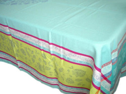 プロヴァンステーブルクロスジャガード織りテフロン撥水加工 Marat d'Avignon マラダヴィニョン（アルル・ターコイズ）全５サイズ【フランス】 NAP_25_327e