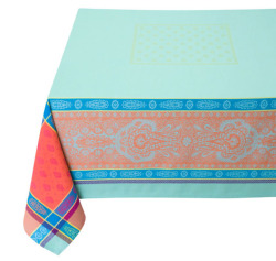 プロヴァンステーブルクロスジャガード織りテフロン撥水加工 Marat d'Avignon マラダヴィニョン（ヴォークリューズ・ターコイズ）全５サイズ【フランス】NAP_25_362eTR