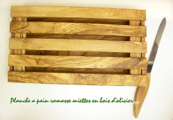 オリーブの木のパン用カッティングボード・パン切り包丁付き オリーブウッドLUXE PLC_PN6