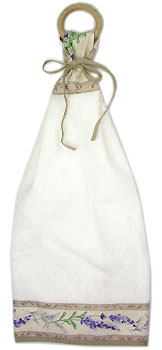 木製リングハンドタオル（ラベンダー2007・ベージュ）SER_19