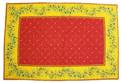 プロヴァンスティーマットデラックス（カリソン＆オリーブ・ボルドー×イエロー）SET_LX22