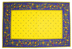 プロヴァンスティーマットデラックス（カリソン＆小花・イエロー×ブルー）SET_LX36