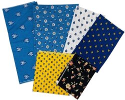 プロヴァンス生地【フランス】VALDROME ヴァルドローム はぎれ6枚セット【パッチワーク】（ブルー～イエロー系） T_SET_86