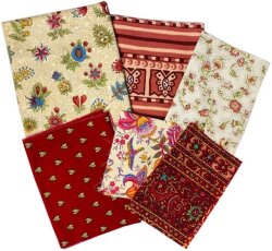 プロヴァンス生地【フランス】VALDROME ヴァルドローム はぎれ6枚セット【パッチワーク】（ベージュ～ボルドー系）） T_SET_88