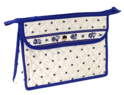 コスメポーチ防水仕様ミディアム（カリソン・ホワイト×ブルー）TRS_MM_09