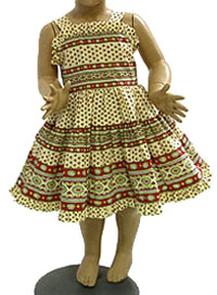 プロヴァンス柄子供服ワンピース２才用（ルールマラン・ベージュ×ボルドー）RB_E02