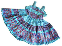 プロヴァンス柄子供服ワンピース２才用（ルールマラン・トルコブルー）RB_E16