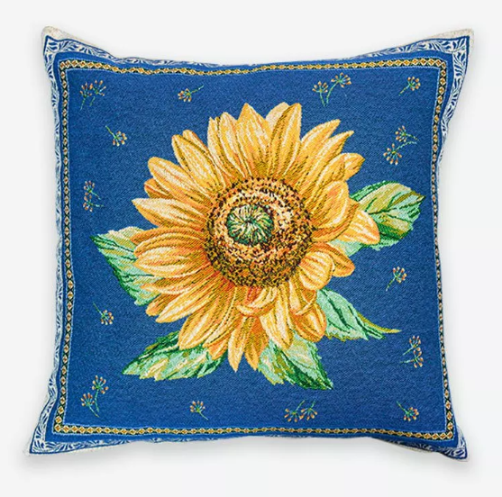 Sunflower サンフラワー ひまわり柄：☆：ジャガード織りクッション