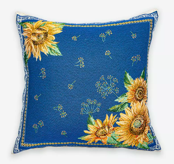 Sunflower サンフラワー ひまわり柄：☆：ジャガード織りクッション