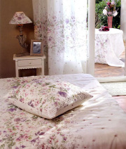 マリネットMARINETTE  ブティBOUTIS リネン麻キルトベッドカバー、ベッドスプレッド180×260cmサイズ（ANEMONE・アイボリー×リラアンティーク）CVR_BT_LIT06