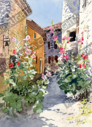 プロヴァンス風景絵画（Rose tremiere en Provence プロヴァンスのアチアオイ）PT_MRT_07