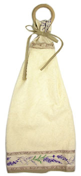 木製リングハンドタオル（ラベンダー2007・ベージュ）SER_26