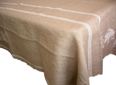 Marinette マリネット リネン麻プロヴァンステーブルクロス（RESTANQUE レスタンク・ナチュラル×アイボリー）160×260cmサイズ 【フランス】 NAP_25_265