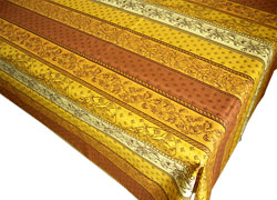 プロヴァンステーブルクロステフロン撥水加工150×250cmサイズ（小花＆小紋柄・ブラウン系グラデーション）【フランス】 NAP_25_79e