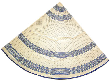 ラウンド・円形テーブルクロス撥水加工丸テーブル円卓用直径180cmサイズ（サントリュシ・オフホワイト×ブルー）【フランス】NAP_R138e