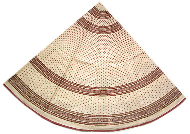 ラウンド・円形テーブルクロス撥水加工丸テーブル円卓用直径180cmサイズ（サントリュシ・オフホワイト×ボルドー）【フランス】NAP_R140e