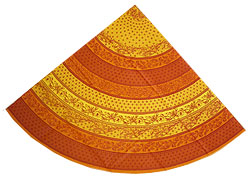 ラウンド・円形テーブルクロス撥水加工丸テーブル円卓用直径180cmサイズ（小花＆小紋柄オレンジ系グラデーション）【フランス】NAP_R23e