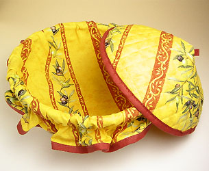 フタ付きブレッドバスケット、パンかご（オリーブ2005 ・イエロー×レッド）PAN_C15