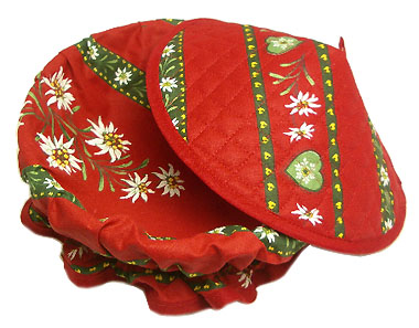 フタ付きブレッドバスケット、パンかご（モンターニュ エーデルワイス・ボルドー×グリーン） ノルディック柄 PAN_C25