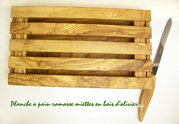 オリーブの木のパン用カッティングボード・パン切り包丁付き オリーブウッドLUXE PLC_PN6