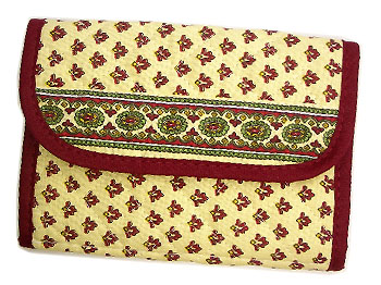プロヴァンス柄お財布、パスケース（ルールマラン・ベージュ×ボルドー）PRT_BLLT04