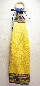 木製リングハンドタオル（ルールマラン・ブルー×イエロー）SER_08