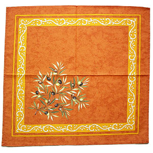 プロヴァンス テーブルナプキン（オリーブ2005 ・テラコッタオレンジ）SER_P22【フランス】