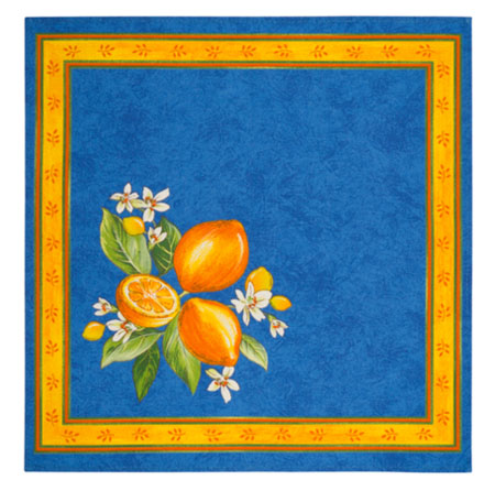 プロヴァンス テーブルナプキン（レモン＆小花・ブルー）SER_P43【フランス】