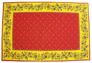 プロヴァンスティーマットデラックス（カリソン＆小花・ボルドー×イエロー）SET_LX24