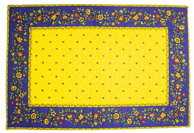 プロヴァンスティーマットデラックス（カリソン＆小花・イエロー×ブルー）SET_LX36