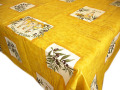 プロヴァンスプリントテーブルクロス撥水加工（オリーブレボー・マスタードイエロー）【フランス】 NAP_12_09e
