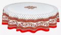 ラウンド・円形テーブルクロス撥水加工丸テーブル円卓用直径180cmサイズ Marat d'Avignon マラダヴィニョン（アヴィニョン・ホワイト×レッド）【フランス】NAP_R303e