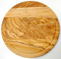 肉用溝つきオリーブの木のまな板、円形ラウンド丸いまな板カッティングボード直径25cmサイズ【イタリア製】オリーブウッド木製PLC_VD02