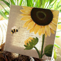 リネントワル画（ひまわりとミツバチ）TOIL_16