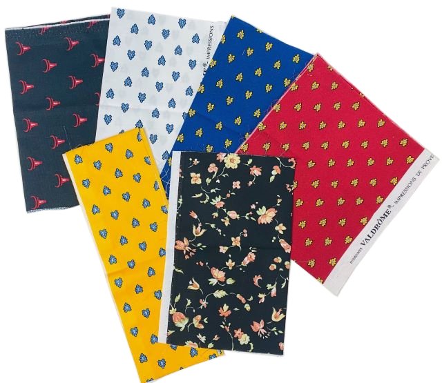 プロヴァンス生地【フランス】VALDROME ヴァルドローム はぎれ6枚セット【パッチワーク】（マルチカラー） T_SET_87