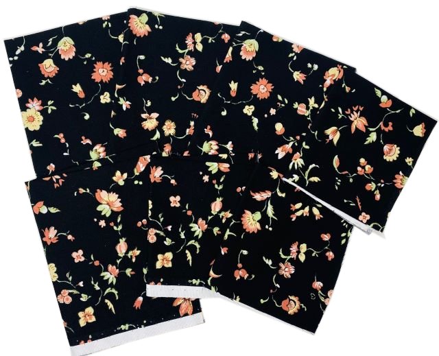 プロヴァンス生地【フランス】VALDROME ヴァルドローム はぎれ7枚セット【パッチワーク】（シャンペトル・ブラック） T_SET_93