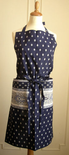 エプロンMarat d'Avignon マラダビニョン（バスティード・ネイビー×ホワイト）【フランス製】  TAB_MR04