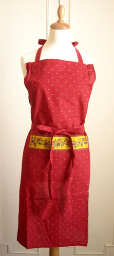 エプロン（カリソン＆小花・ボルドー）  【フランス】TAB_MR22
