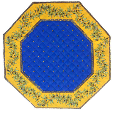 ８角形オクトゴナルフレームテーブルマット38×38cmサイズ（カリソン＆オリーブ・ブルー×イエロー) 【フランス】TP_OCT29：：他サイズお取り寄せ可能