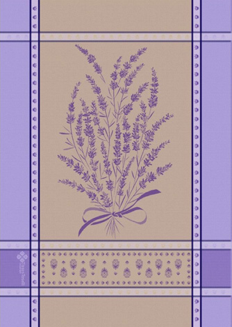 ジャガード織キッチンクロス、ディッシュクロス、ふきん、トーション【フランス】（グリニャン・ラベンダーブルー）TOR_57