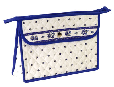 コスメポーチ防水仕様ミディアム（カリソン・ホワイト×ブルー）TRS_MM_09