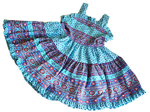 プロヴァンス柄子供服ワンピース２才用（ルールマラン・トルコブルー）RB_E16