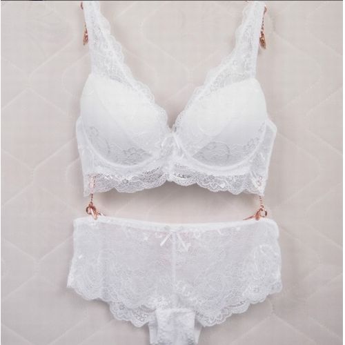 レース ブラジャー＆ショーツ 上下セット　タイプ4  ホワイト