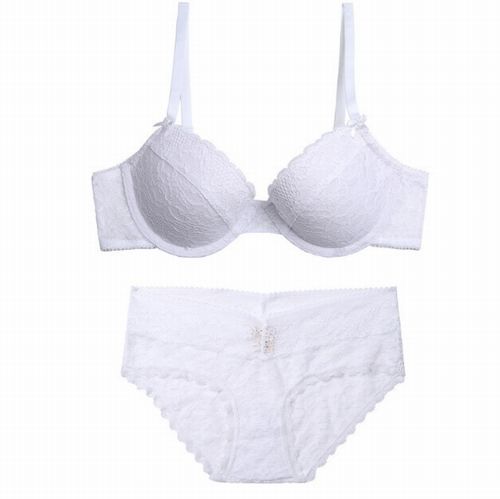 レース ブラジャー＆ショーツ 上下セット　タイプ8  ホワイト
