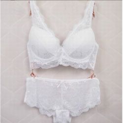 レース ブラジャー＆ショーツ 上下セット　タイプ4  ホワイト