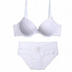 レース ブラジャー＆ショーツ 上下セット　タイプ8  ホワイト