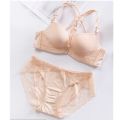 バックデザイン ブラジャー＆ショーツ セット　フロントホック　タイプ12　ベージュ