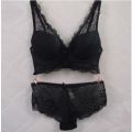 レース ブラジャー＆ショーツ 上下セット　タイプ4  ブラック